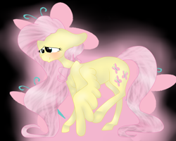 Size: 2500x2000 | Tagged: safe, artist:mynameislele, fluttershy, pegasus, pony, g4, cutie mark background, floppy ears, high res, solo, wings, wings down