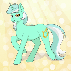 Size: 1500x1500 | Tagged: safe, artist:maravor, lyra heartstrings, pony, unicorn, g4, female, mare, smiling, solo