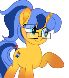 Size: 1080x1223 | Tagged: safe, artist:cstrawberrymilk, oc, oc only, oc:hazelnut crunch, pony, unicorn, g4, female, glasses, mare, simple background, solo, transparent background