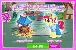 Size: 1966x1302 | Tagged: safe, gameloft, torque wrench, earth pony, pony, g4, my little pony: magic princess, advertisement, clothes, costs real money, english, female, mare, mobile game, numbers, overalls, sale, solo, text