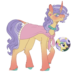 Size: 1000x1000 | Tagged: safe, artist:kazmuun, upper crust, pony, unicorn, g4, concave belly, crustabetes, curved horn, female, gradient legs, horn, jewelry, mare, necklace, raised hoof, raised leg, signature, simple background, solo, tail, transparent background, unshorn fetlocks