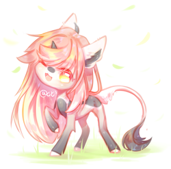 Size: 1809x1787 | Tagged: safe, artist:prettyshinegp, oc, oc only, pony, unicorn, ear fluff, horn, leonine tail, one eye closed, raised hoof, smiling, solo, tail, unicorn oc, wink