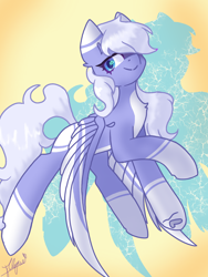 Size: 1080x1440 | Tagged: safe, artist:flower-black, oc, oc:cloudsky cirrus, pegasus, pony, abstract background, coat markings, flying, looking at you, pale belly, solo, spread wings, white belly, wings