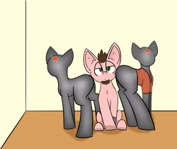 Size: 2029x1708 | Tagged: safe, artist:cotarsis, pony, robot, robot pony, atomic heart, butt, looking at you, old art, plot, siblings, sketch, twins