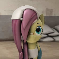 Size: 1080x1080 | Tagged: safe, artist:anythingpony, fluttershy, pegasus, pony, g4, 3d, 80s, 90s grunge fluttershy, backwards ballcap, bandage, baseball cap, cap, clothes, grunge, hat, looking forward, solo, source filmmaker