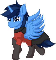 Size: 6298x6691 | Tagged: safe, artist:cyanlightning, oc, oc only, oc:blue thunder, alicorn, pony, .svg available, absurd resolution, alicorn oc, champion, hero, horn, male, simple background, solo, spread wings, stallion, superhero, transparent background, vector, wings