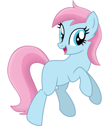 Size: 1204x1386 | Tagged: safe, artist:tankman, oc, oc only, oc:water lilly, earth pony, pony, adult blank flank, blank flank, blue body, blue eyes, blue skin, female, happy, mare, open mouth, pink mane, pink tail, simple background, smiling, solo, tail, transparent background