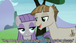 Size: 1280x720 | Tagged: safe, edit, edited screencap, screencap, maud pie, mudbriar, earth pony, pony, g4, the maud couple, 2023, amy farrah fowler, boyfriend and girlfriend, dialogue, duo, female, looking at each other, looking at someone, male, mare, may, sheldon cooper, ship:maudbriar, shipping, smiling, smiling at each other, stallion, straight, the big bang theory, when he smiles, when she smiles, youtube link in the description