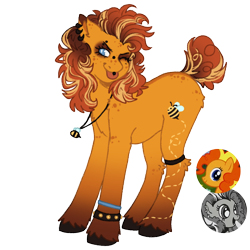 Size: 1000x1000 | Tagged: safe, artist:kazmuun, idw, bumblesweet, earth pony, pony, series:kazmuun's drawing every pony, g4, ;p, alternate design, bracelet, bridge piercing, butt freckles, cascading cutie mark, coat markings, colored eartips, colored hooves, dorsal stripe, ear freckles, ear piercing, earring, eyebrow piercing, eyeshadow, female, freckles, gradient mane, gradient tail, hooves, jewelry, leg band, leg fluff, leg freckles, makeup, mare, necklace, nose piercing, one eye closed, piercing, punk, redesign, shoulder freckles, simple background, solo, standing, studded bracelet, tail, tongue out, tongue piercing, transparent background, turned head, unshorn fetlocks, white pupils, wink