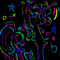 Size: 1111x1111 | Tagged: safe, artist:sillyfillies, trixie, pony, unicorn, g4, black background, rainbow colors, simple background, solo