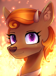 Size: 2003x2697 | Tagged: safe, artist:opal_radiance, oc, oc only, oc:viira lehtola, deer, equestria at war mod, ear fluff, eye reflection, fire, hearts of iron 4, high res, reflection, solo