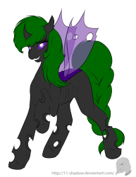 Size: 1843x2389 | Tagged: safe, artist:11-shadow, oc, oc only, changeling, changeling oc, purple changeling, simple background, solo, transparent background
