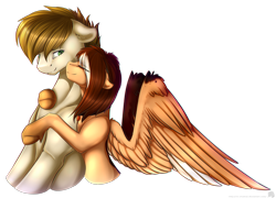 Size: 2107x1519 | Tagged: safe, artist:11-shadow, oc, oc only, earth pony, pegasus, pony, earth pony oc, hug, pegasus oc, simple background, transparent background