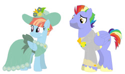 Size: 897x530 | Tagged: safe, artist:glittertiara, bow hothoof, windy whistles, pegasus, pony, g4, clothes, dress, duo, female, husband and wife, implied marriage, implied rainbow dash, implied shipping, implied soarin', implied soarindash, implied straight, male, mare, ship:windyhoof, shipping, simple background, stallion, straight, tuxedo, white background