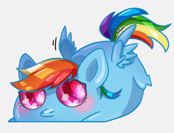 Size: 1416x1080 | Tagged: safe, artist:erein, rainbow dash, pegasus, pony, g4, big ears, big eyes, chibi, chubbie, cute, female, flying, simple background, solo