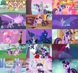 Size: 3000x2815 | Tagged: safe, edit, edited screencap, screencap, amethyst star, applejack, carrot top, cherry berry, discord, fluttershy, golden harvest, linky, pinkie pie, princess cadance, princess luna, rainbow dash, rarity, shining armor, shoeshine, sparkler, spike, twilight sparkle, twinkleshine, alicorn, bird, dragon, earth pony, pegasus, pony, unicorn, a canterlot wedding, boast busters, feeling pinkie keen, friendship is magic, g4, it's about time, luna eclipsed, magical mystery cure, mmmystery on the friendship express, season 1, season 2, season 3, suited for success, the crystal empire, the return of harmony, winter wrap up, background pony, big crown thingy, book, bridesmaid dress, bubble pipe, butt, canterlot, chaos, chariot, clothes, comparison, compilation, costume, crystal empire, crystallized, crystallized pony, deerstalker, detective, discord's throne, discorded landscape, dress, element of generosity, element of honesty, element of kindness, element of laughter, element of loyalty, element of magic, elements of harmony, female, filly, filly twilight sparkle, friendship express, future twilight, gala dress, golden oaks library, halloween costume, hat, jewelry, memories, nightmare night costume, pipe, ponyville, regalia, royal guard, sherlock hat, sherlock holmes, sherlock sparkle, star swirl the bearded costume, suit, throne, train, twibutt, umbrella hat, unicorn twilight, wall of tags, young cadance, younger