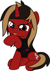 Size: 3568x5000 | Tagged: safe, artist:jhayarr23, pony, unicorn, all time low, behaving like a cat, clothes, commission, dyed mane, dyed tail, emo, fluffy, grooming, horn, jack barakat, licking, male, ponified, raised hoof, shirt, simple background, sitting, solo, stallion, t-shirt, tail, tongue out, transparent background, ych result