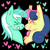 Size: 1111x1111 | Tagged: safe, artist:sillyfillies, bon bon, lyra heartstrings, sweetie drops, earth pony, pony, unicorn, g4, black background, blushing, chest fluff, duo, female, happy, heart, lesbian, nose to nose, ship:lyrabon, shipping, simple background, smiling