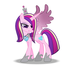 Size: 1083x978 | Tagged: safe, artist:muhammad yunus, idw, princess cadance, alicorn, pony, g4, reflections, spoiler:comic, evil cadance, evil grin, eyeshadow, female, grin, heartbreak, idw showified, makeup, mare, simple background, smiling, solo, transparent background, watermark