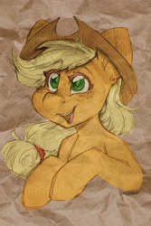 Size: 1800x2700 | Tagged: safe, artist:midnightpremiere, applejack, earth pony, pony, g4, female, mare, open mouth, open smile, smiling, solo