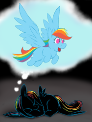 Size: 1536x2048 | Tagged: safe, artist:fluffsplosion, fluffy pony, pony, dream, fluffydash, large wings, sleeping, solo, wings