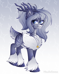 Size: 3200x4000 | Tagged: safe, artist:madelinne, oc, oc only, oc:elizza, deer, cloven hooves, deer oc, deerified, jewelry, necklace, non-pony oc, solo, species swap