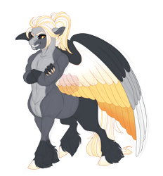 Size: 3800x4100 | Tagged: safe, artist:gigason, oc, oc only, oc:ash, centaur, taur, black sclera, colored wings, multicolored wings, offspring, parent:lightning dust, parent:lord tirek, simple background, solo, transparent background, wings