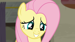 Size: 1920x1080 | Tagged: safe, screencap, fluttershy, pegasus, pony, g4, season 6, the saddle row review, 1080p, cute, female, happy, mare, shyabetes, smiling, solo