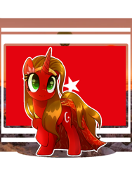 Size: 720x960 | Tagged: safe, artist:diniarvegafinahar, oc, oc only, pony, unicorn, female, flag, mare, nation ponies, ponified, solo, turkey (country)