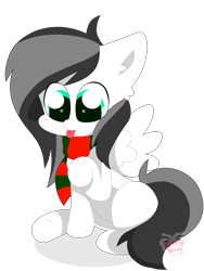 Size: 3024x4032 | Tagged: safe, artist:kittyrosie, oc, oc only, oc:sky scamper, pegasus, pony, 2019, clothes, male, old art, scarf, simple background, solo, stallion, striped scarf, tongue out, transparent background, wings