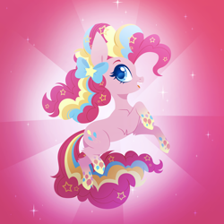Size: 3000x3000 | Tagged: safe, artist:belka-sempai, pinkie pie, earth pony, pony, g4, cute, diapinkes, high res, rainbow power, solo