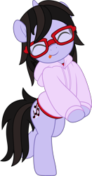 Size: 2629x5000 | Tagged: safe, artist:jhayarr23, pony, unicorn, bipedal, brendon urie, clothes, commission, eyes closed, glasses, hoodie, horn, long sleeves, male, panic! at the disco, ponified, shirt, simple background, solo, stallion, tongue out, transparent background, undershirt, ych result