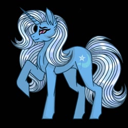 Size: 1280x1280 | Tagged: safe, artist:meyreak123, trixie, pony, g4, black background, bust, portrait, simple background, solo