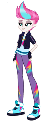 Size: 600x1364 | Tagged: safe, artist:kylexisliner, zipp storm, human, equestria girls, g4, g5, clothes, converse, equestria girls-ified, eyeshadow, female, g5 to equestria girls, g5 to g4, generation leap, jacket, makeup, pants, shirt, shoes, simple background, sneakers, solo, transparent background