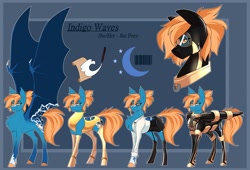 Size: 2260x1535 | Tagged: safe, oc, oc:indigo waves(fireverse), bat pony, clothes, fireheart76's latex suit design, fluffy, gloves, latex, latex boots, latex gloves, latex skirt, latex stockings, latex suit, prisoners of the moon, reference sheet, rubber, rubber suit, stockings, thigh highs