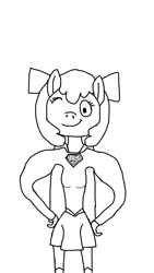 Size: 640x1136 | Tagged: safe, artist:php149, apple bloom, earth pony, anthro, g4, dc comics, monochrome, one eye closed, simple background, solo, superfilly, supergirl, white background, wink