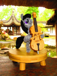 Size: 1280x1707 | Tagged: safe, alternate version, artist:malte279, part of a set, octavia melody, earth pony, pony, g4, bow (instrument), cello, cello bow, chenille, chenille stems, chenille wire, craft, irl, musical instrument, part of a series, photo, pipe cleaner sculpture, pipe cleaners, solo