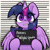 Size: 1037x1033 | Tagged: safe, artist:oofycolorful, twilight sparkle, alicorn, pony, g4, barbie, barbie (film), barbie mugshot meme, eye clipping through hair, eyebrows, eyebrows visible through hair, female, frown, gritted teeth, hoof hold, horn, looking at you, mare, meme, misspelling, mugshot, parody, shrunken pupils, simple background, solo, spread wings, teeth, text, twilight sparkle (alicorn), wide eyes, wings, worried