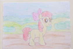 Size: 3421x2304 | Tagged: safe, artist:platinumdrop, apple bloom, earth pony, pony, g4, colored pencil drawing, female, filly, foal, high res, solo, traditional art