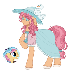 Size: 1000x1000 | Tagged: safe, artist:kazmuun, swan song, earth pony, pony, series:kazmuun's drawing every pony, g4, alternate design, clothes, colored hooves, dress, ear tufts, eye clipping through hair, eyebrows, eyebrows visible through hair, female, floppy ears, hat, heart, heart eyes, hoof on chest, hooves, mare, rare mare, redesign, scarf, screencap reference, simple background, solo, transparent background, unshorn fetlocks, white pupils, wingding eyes