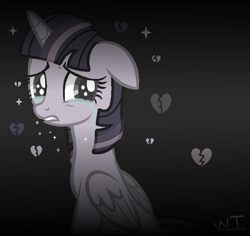 Size: 702x664 | Tagged: safe, artist:teahie821, twilight sparkle, alicorn, pony, g4, base used, crying, crylight sparkle, depressed, discorded, discorded twilight, heartbreak, lonely, requested art, sitting, sorrow, twilight sparkle (alicorn), twilight tragedy