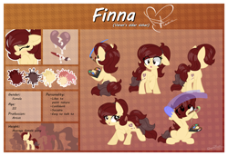 Size: 2500x1724 | Tagged: safe, artist:sherathoz, oc, oc only, oc:finna, earth pony, pony, commission, cutie mark, reference sheet