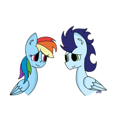 Size: 400x400 | Tagged: safe, artist:inkmage07, rainbow dash, soarin', pegasus, pony, g4, duo, female, male, mare, ship:soarindash, shipping, simple background, stallion, straight, transparent background, vector