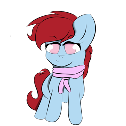 Size: 5000x5000 | Tagged: safe, artist:houndy, oc, oc only, oc:strawberry jam, pegasus, pony, clothes, cute, long hair, long mane, pegasus oc, pink eyes, red mane, scarf, simple background, smol, solo, transparent background