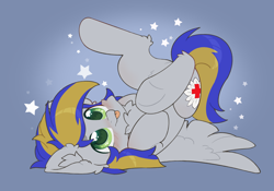 Size: 3964x2780 | Tagged: safe, artist:dorkmark, oc, oc only, oc:eagle fly, pegasus, pony, :p, chibi, commission, cute, high res, silly, solo, stars, tongue out, wings, ych result