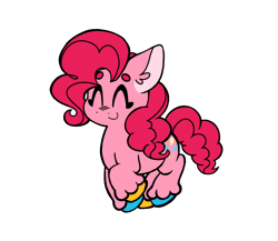Size: 784x681 | Tagged: safe, artist:lemoocado, pinkie pie, earth pony, pony, g4, animated, closed mouth, colored hooves, cute, diapinkes, eyes closed, gif, hooves, hopping, multicolored hooves, simple background, smiling, solo, white background
