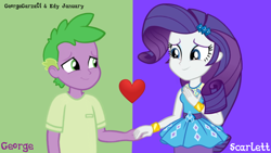 Size: 1920x1080 | Tagged: safe, artist:edy_january, artist:georgegarza01, rarity, spike, human, series:romantic stories, series:sparity, equestria girls, g4, my little pony equestria girls: better together, blue background, duo, female, geode of shielding, green background, human spike, humanized, link in description, love, magical geodes, male, romance, romantic, ship:sparity, shipping, simple background, straight, wallpaper