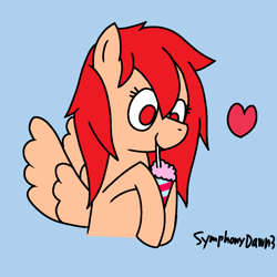 Size: 1000x1000 | Tagged: safe, artist:symphonydawn3, oc, oc only, pegasus, pony, commission, drink, drinking, female, heart, mare, pegasus oc, simple background, smiling, smoothie, solo, straw in mouth, ych result