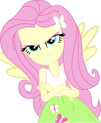 Size: 845x1024 | Tagged: safe, edit, fluttershy, human, equestria girls, g4, crossed arms, frown, simple background, solo, transparent background, winged humanization, wings