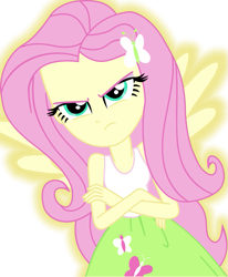 Size: 845x1024 | Tagged: safe, alternate version, artist:smbros, fluttershy, human, equestria girls, g4, crossed arms, glowing, simple background, solo, transparent background, winged humanization, wings